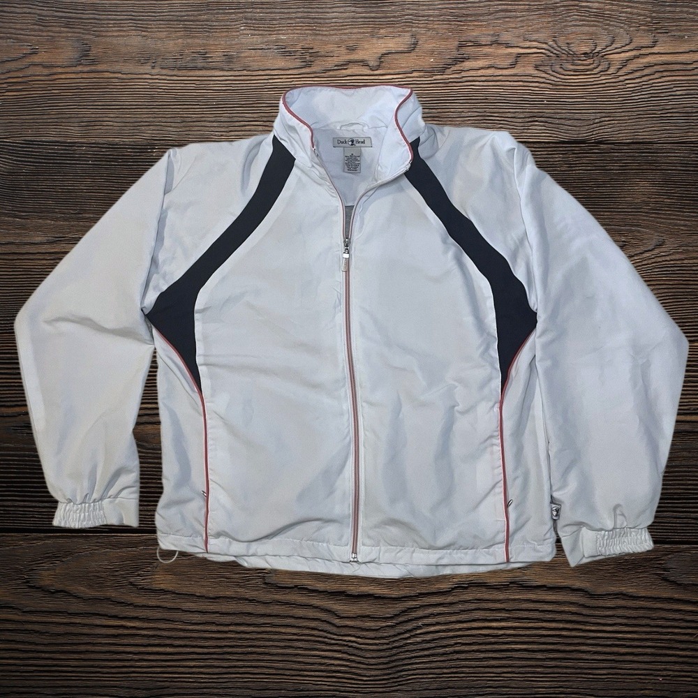 Vintage Duck Head Zipper Jacket Size Medium White Lined Windbreaker